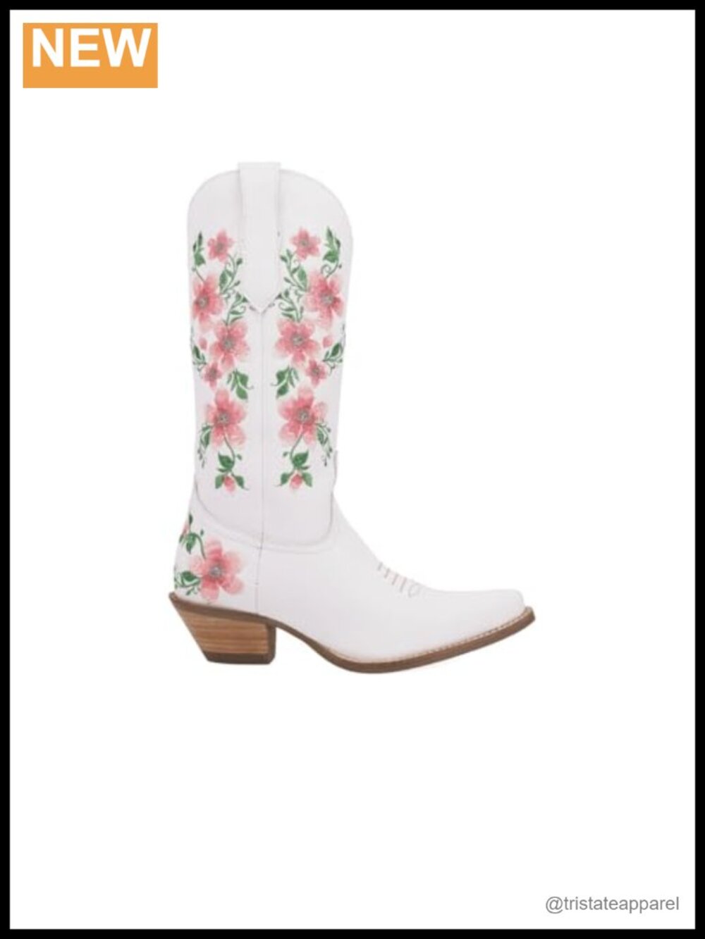 Dingo Posie Floral Leather Mid Calf Western Boots Snip Toe Pull On